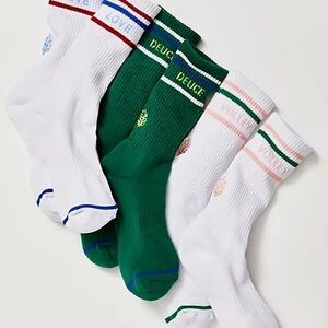 FREE PEOPLE  Good Sport Crew Socks Pack - Court Pack - Three Pairs of Socks NWOT